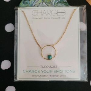 Charged By You Circle Pendant Necklace with Turquoise Stone